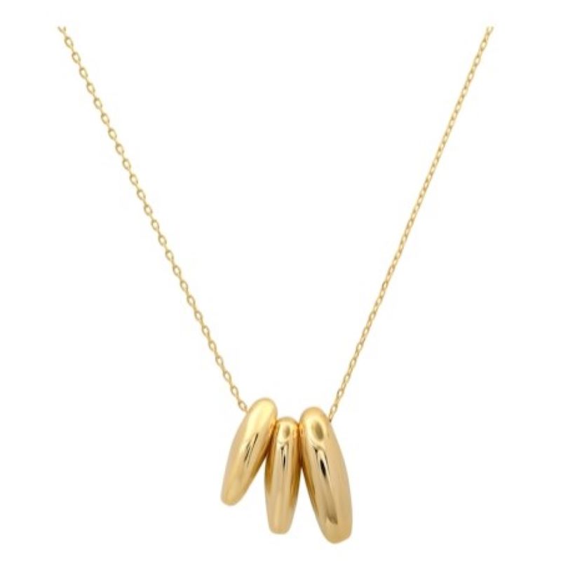 tai triple gold puffy oval necklace