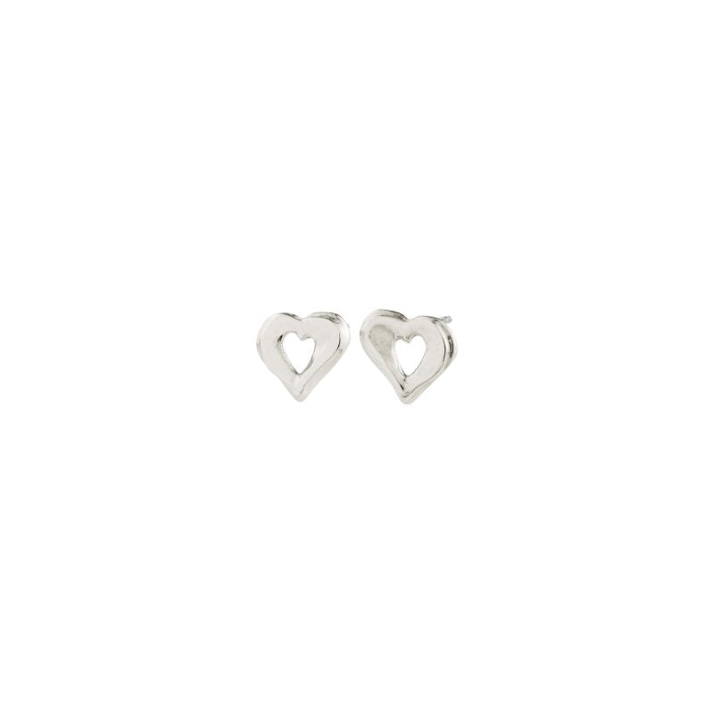 pilgrim iris silver open heart stud earring