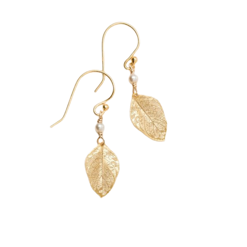 healing leaf gold earring