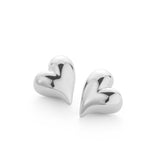 jenny bird art heart button symmetrical stud earring silver