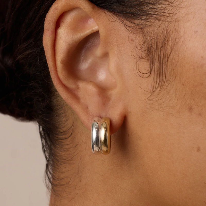 gorjana lou gold silver stacked huggie earring