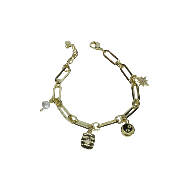 prima charm gold chain bracelet