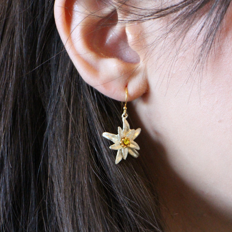 michael michaud edelweiss flower wire earring