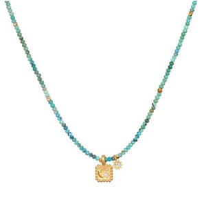 satya turquoise gold celestial charm necklace