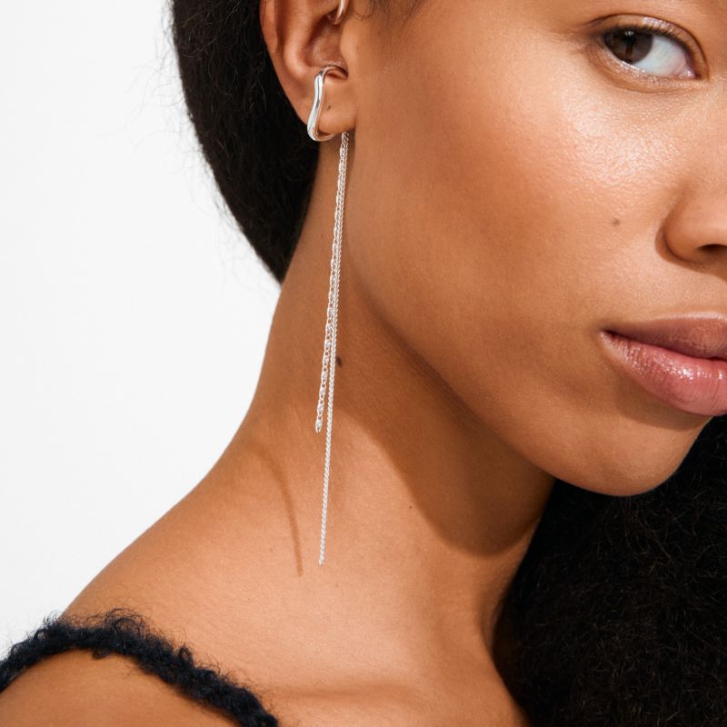 pilgrim evon silver 2 in 1 ear cuff set