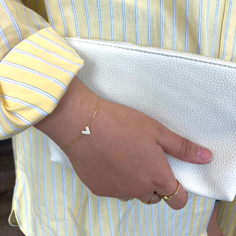 theia double sided gold heart charm bracelet