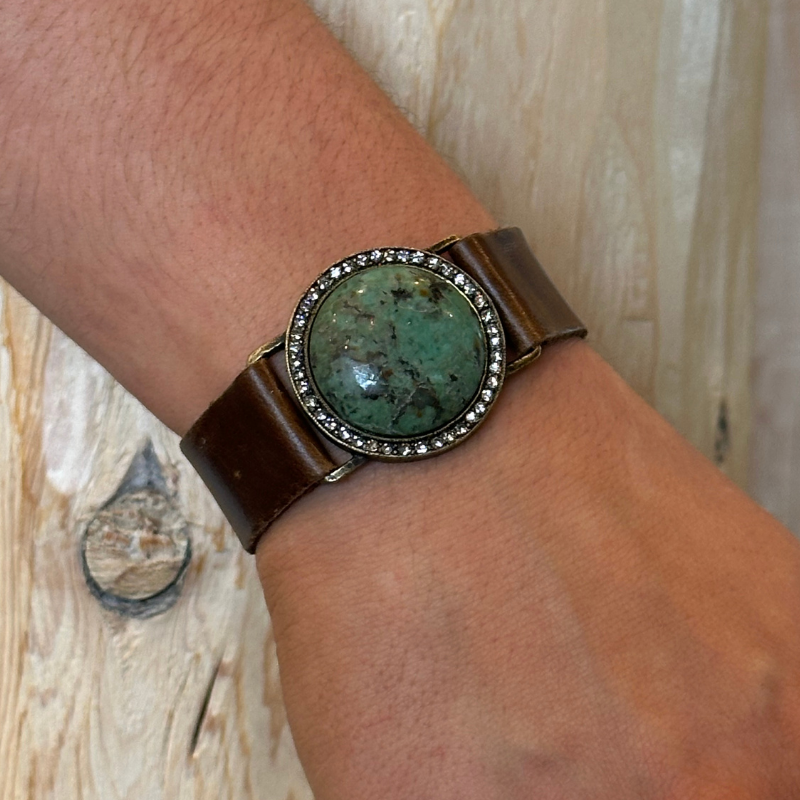 rebel designs crystal edge round leather cuff