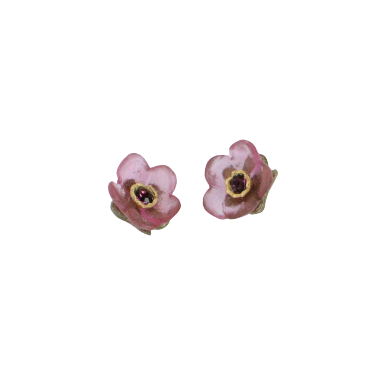 michael michaud french bouquet pink stud earring