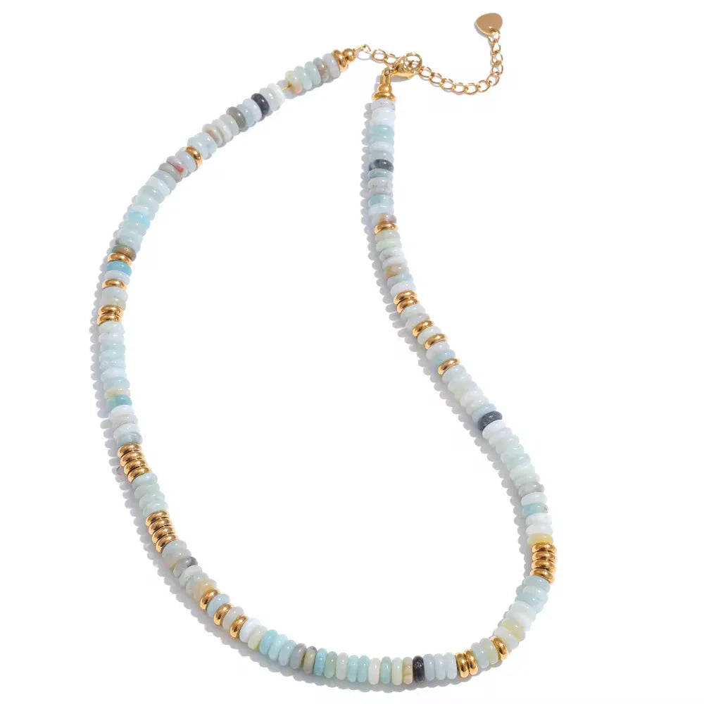 sahira amazonite gold beaded necklace