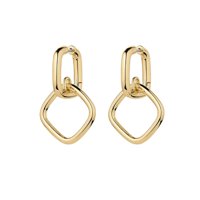 gorjana charlie drop hoop gold earrings