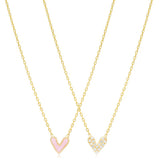 theia double sided gold heart charm necklace