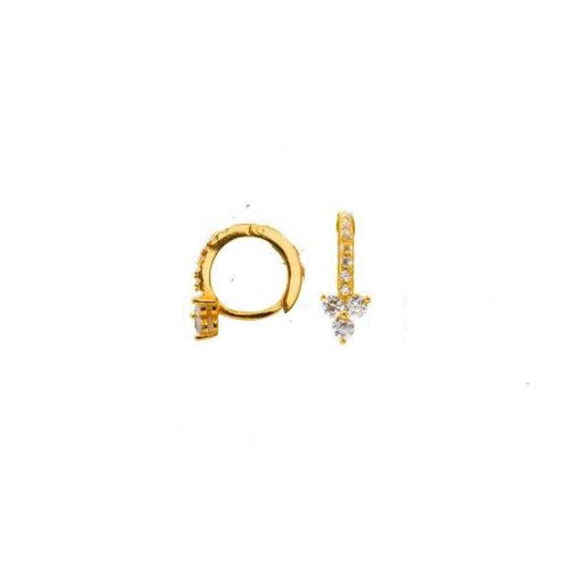 prima gold cz trillium huggie earring