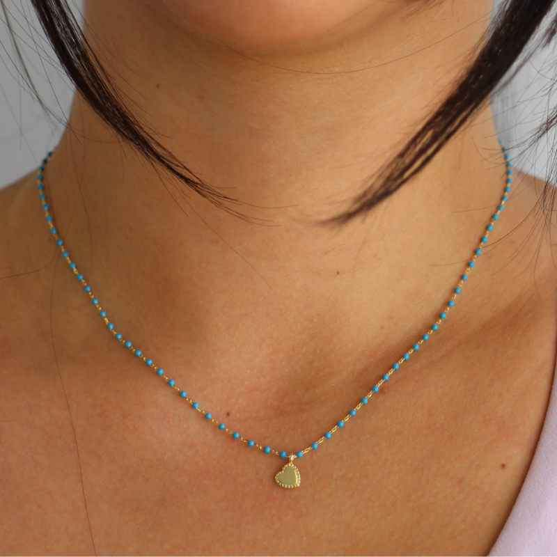 sahira elsa mini gold turquoise heart necklace