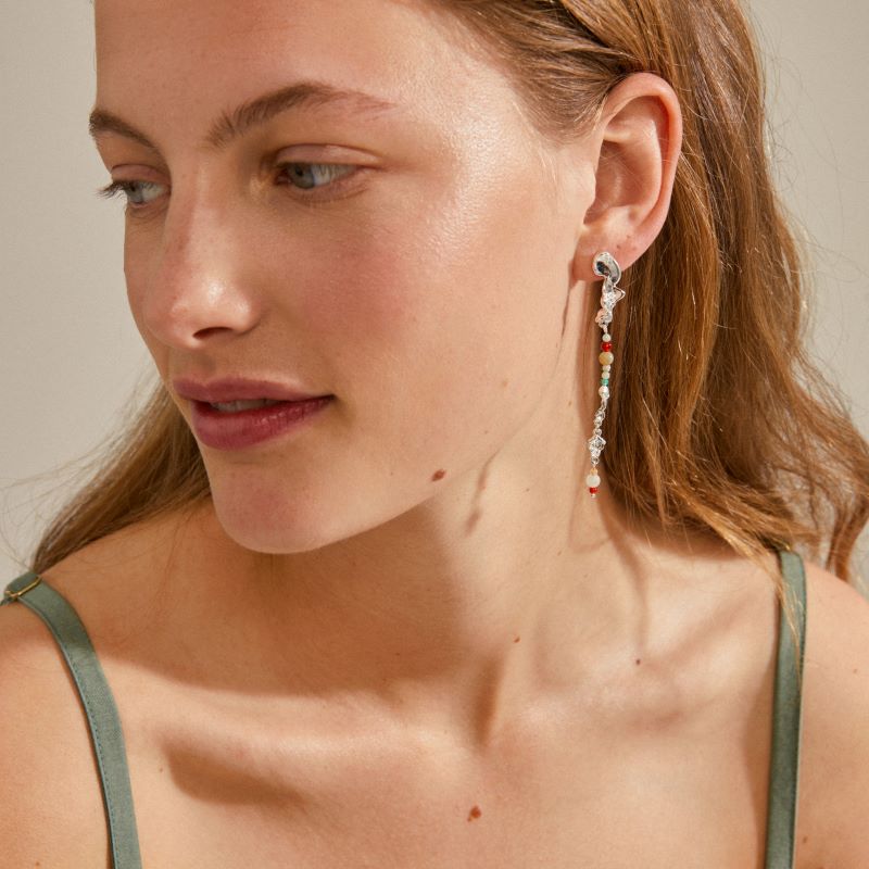 pilgrim niya large silver multi coloured earring