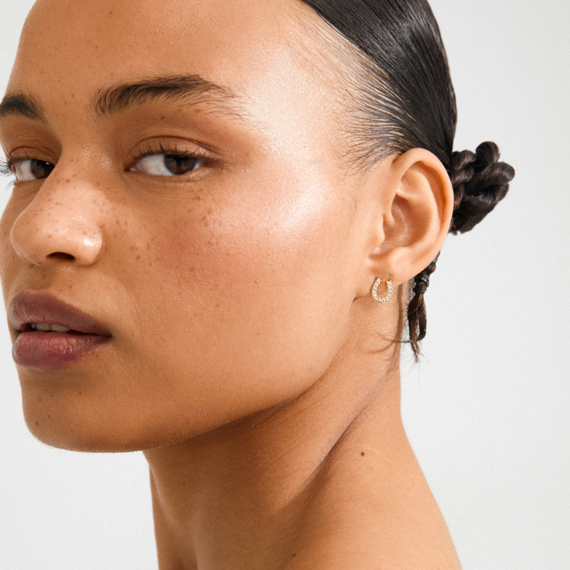 pilgrim good luck horseshoe gold stud earring