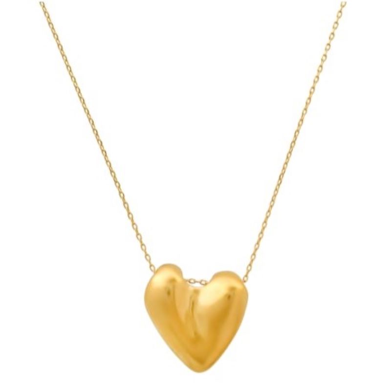 tai abstract gold puffy heart necklace