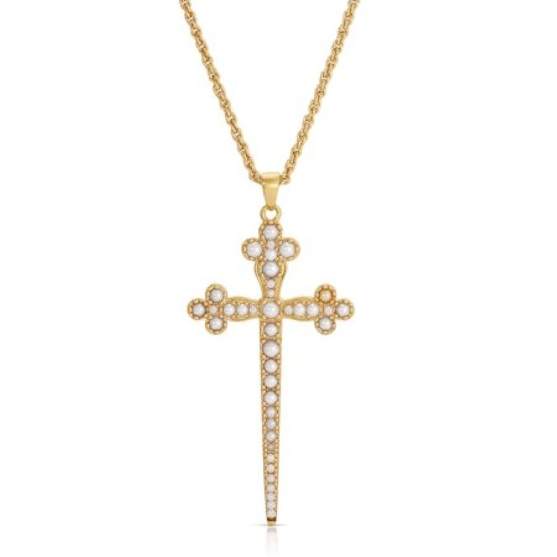 joy dravecky athena gold pearl cross necklace
