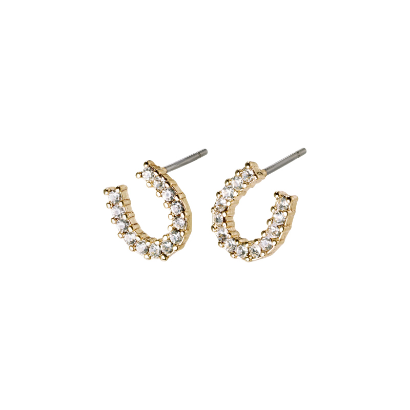 pilgrim good luck horseshoe gold stud earring