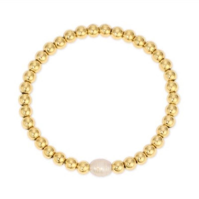 joy dravecky gold beaded pearl stretch bracelet

