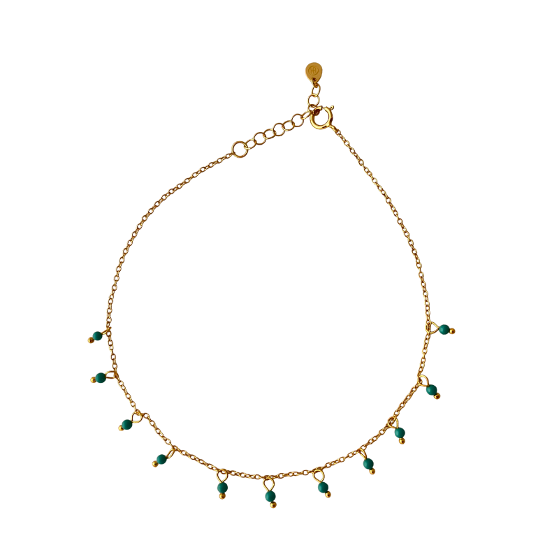 prima turquoise gold beaded anklet
