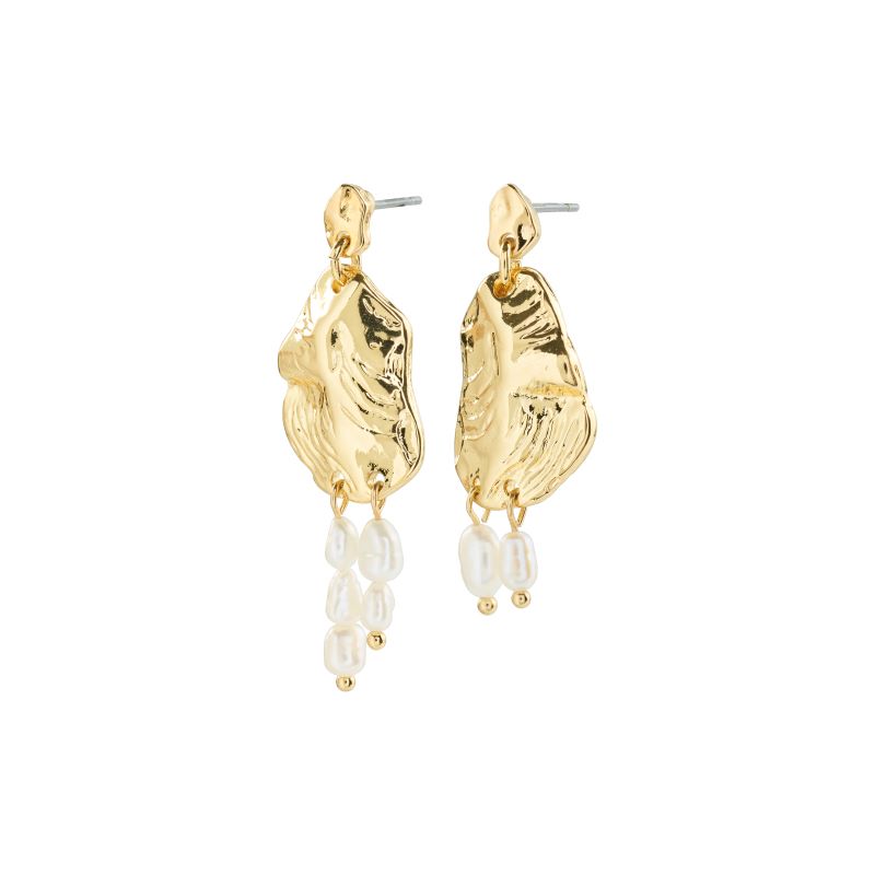 pilgrim bloom gold white earrings