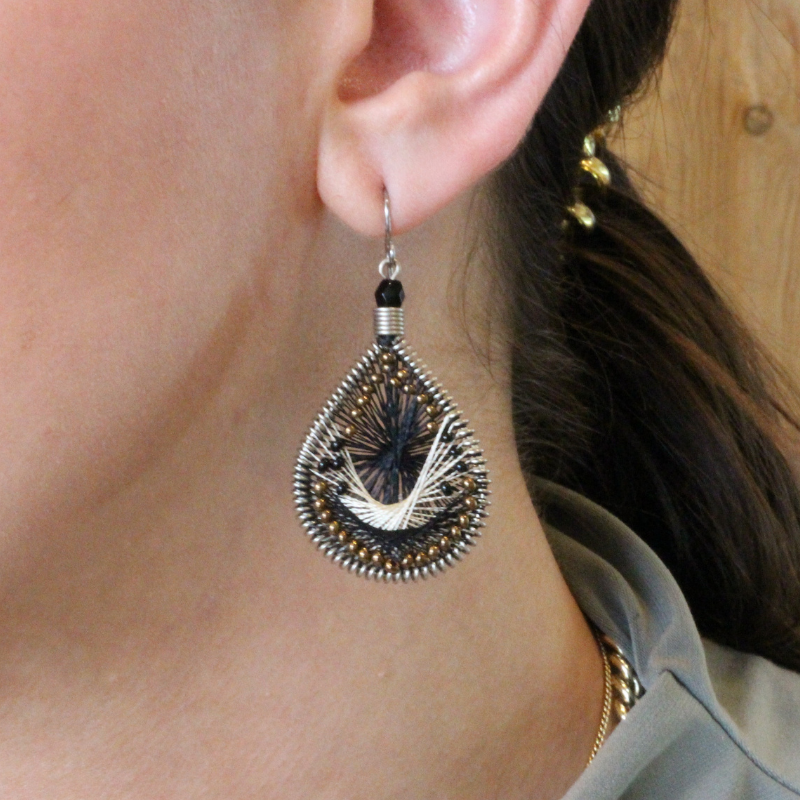 machu picchu boho bronze black earring