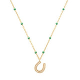tai enamel horseshoe green pendant necklace