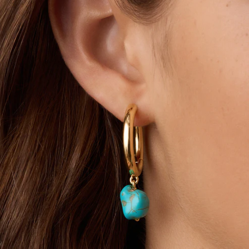 gorjana gold turquoise cove hoop earring
