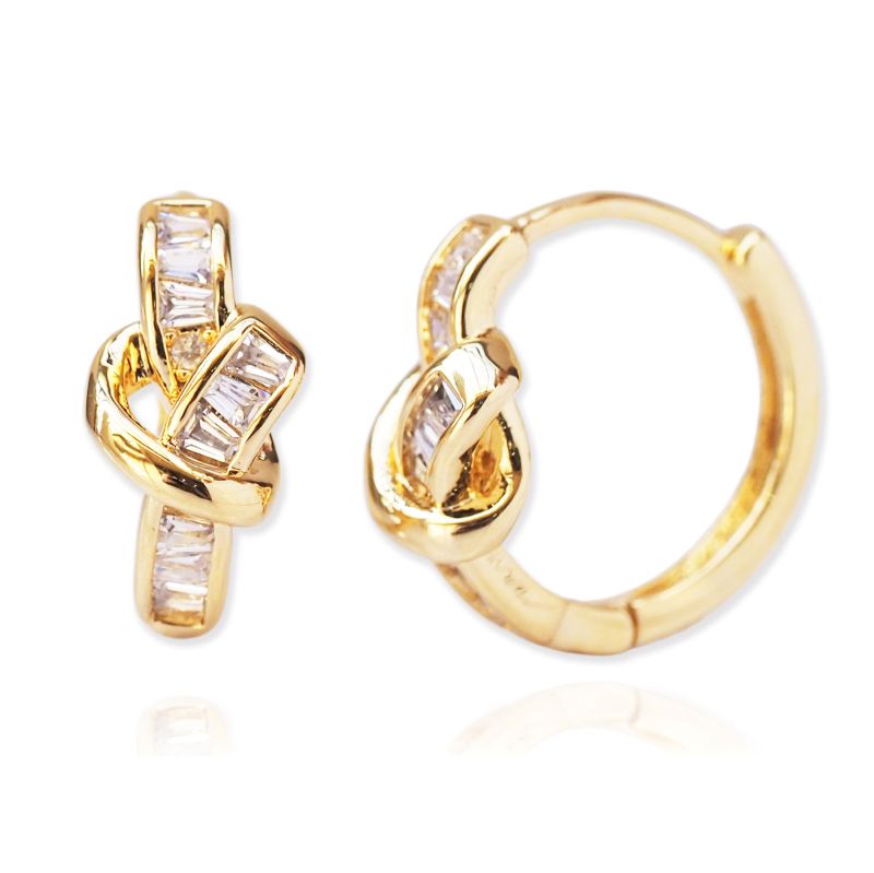 tai gold love knot deco huggie earring