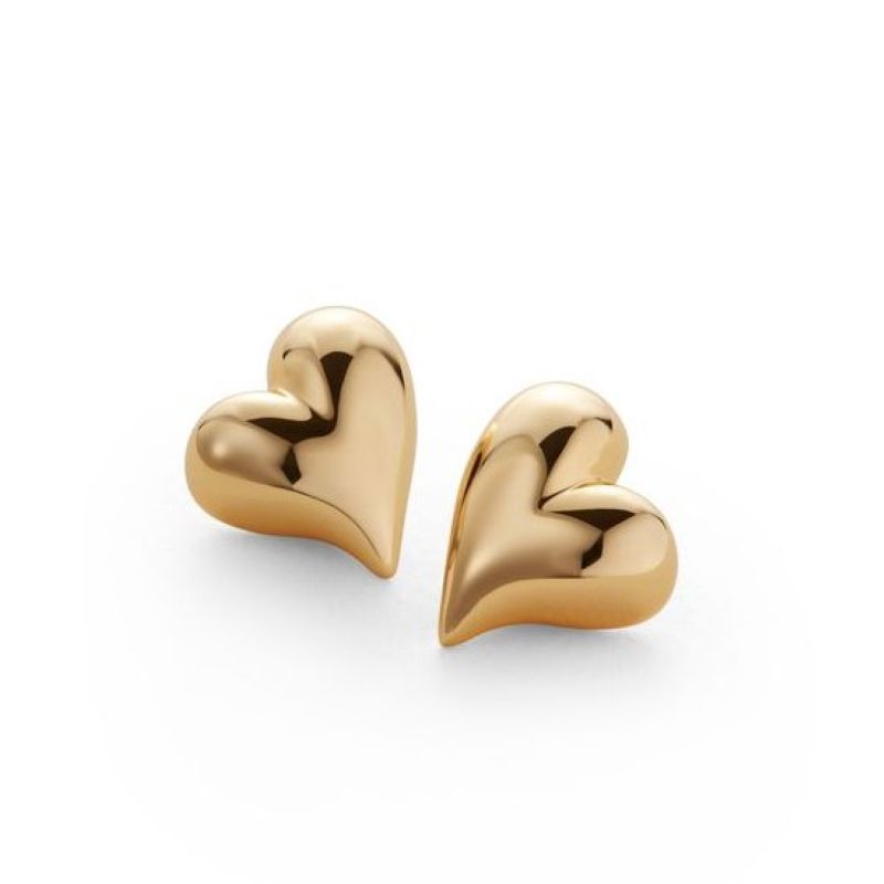 jenny bird art heart button symmetrical stud earring