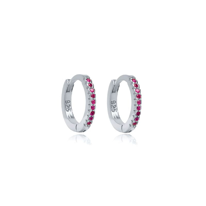 theia 12mm ruby silver hoop earring
