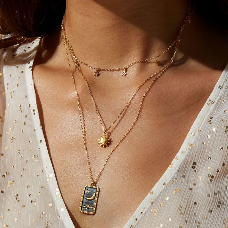 satya moon tarot card gold pendant necklace