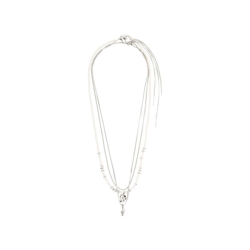 pilgrim sea silver 3 in 1 white necklace set