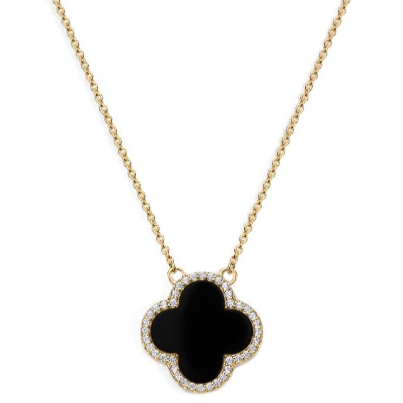 electric picks icon gold cz black agate necklace