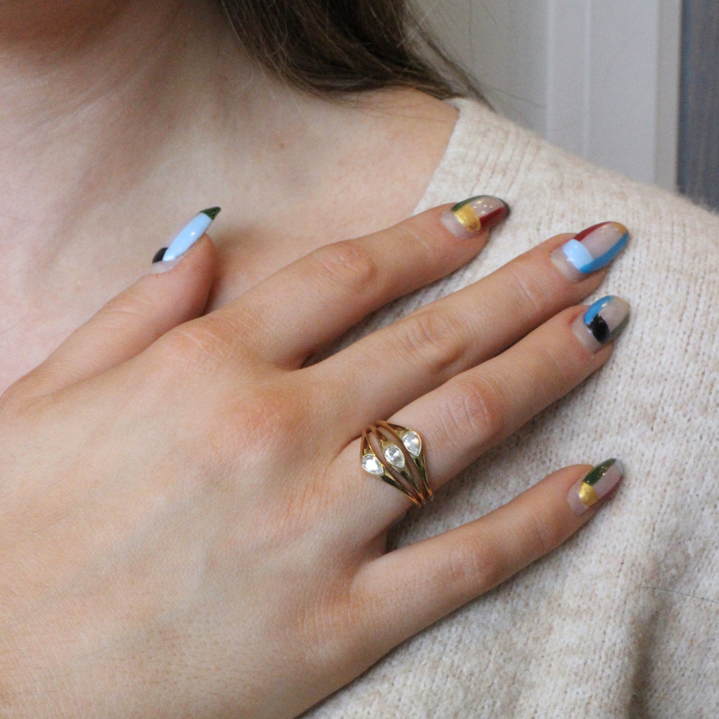 electric picks stereo love gold ring set