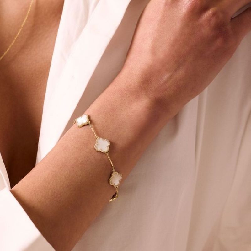 electric picks icon gold white mother of pearl bracelet