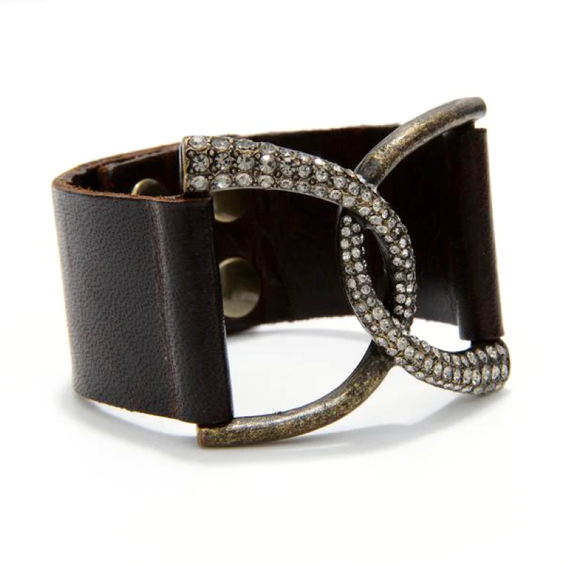 rebel designs crystal leather double d cuff