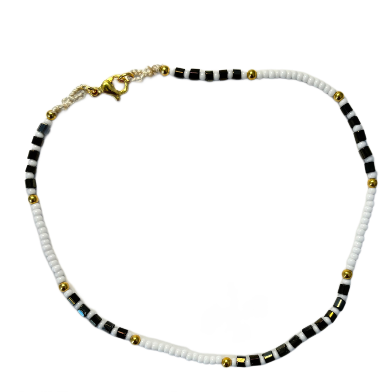prima boho white gold beach anklet