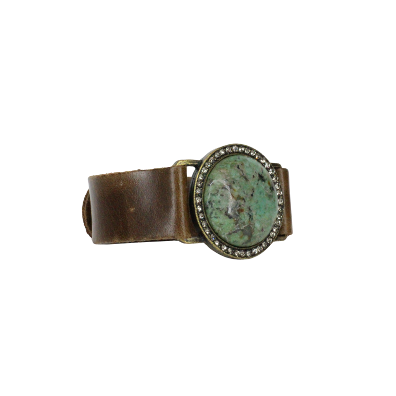 rebel designs crystal edge round leather cuff