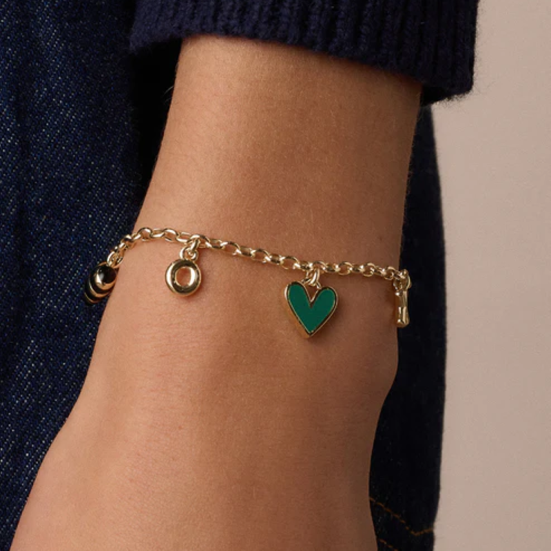 gorjana campbell enamel heart gold charm bracelet