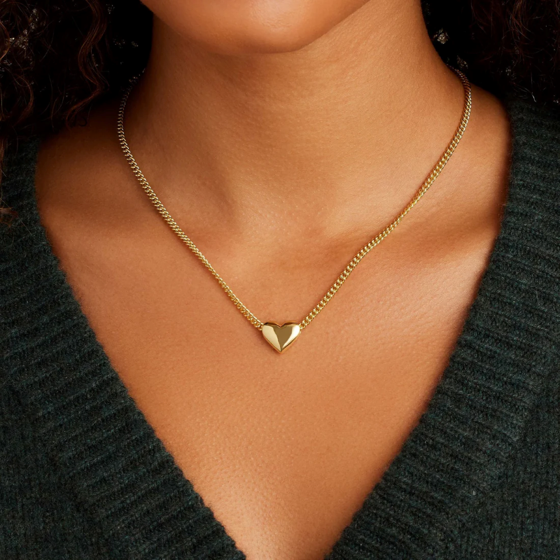 gorjana lou heart charm gold necklace