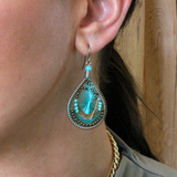 machu picchu boho bronze turquoise earring