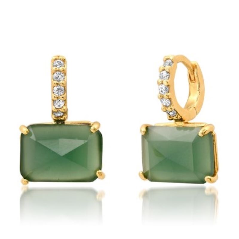 tai east west gold green huggie earring