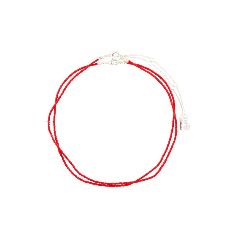 pilgrim haze 2 in 1 necklace red silver