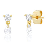 tai sparkly cz stud with pear drop earring