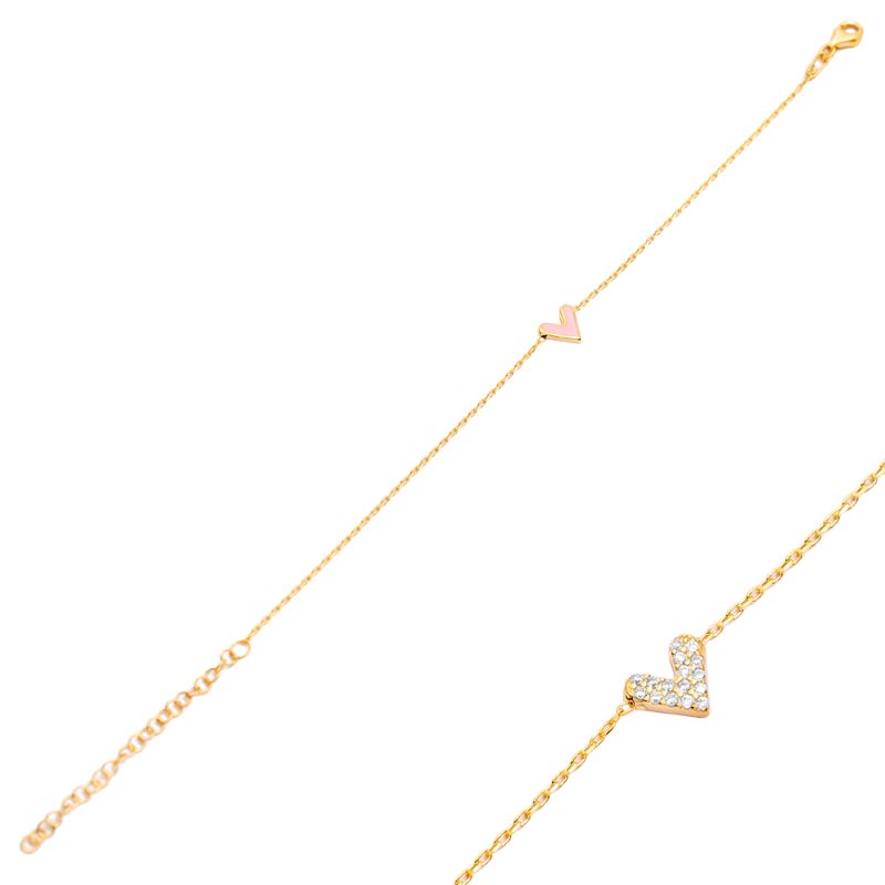 theia double sided gold heart charm bracelet