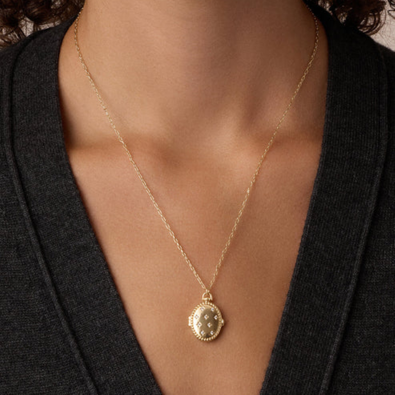 gorjana celeste gold locket necklace