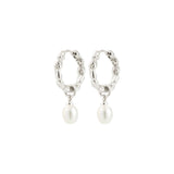 pilgrim shift silver pearl hoop earring