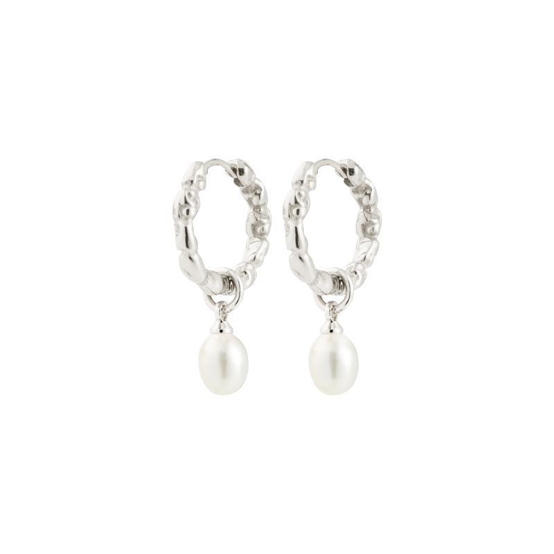 pilgrim shift silver pearl hoop earring