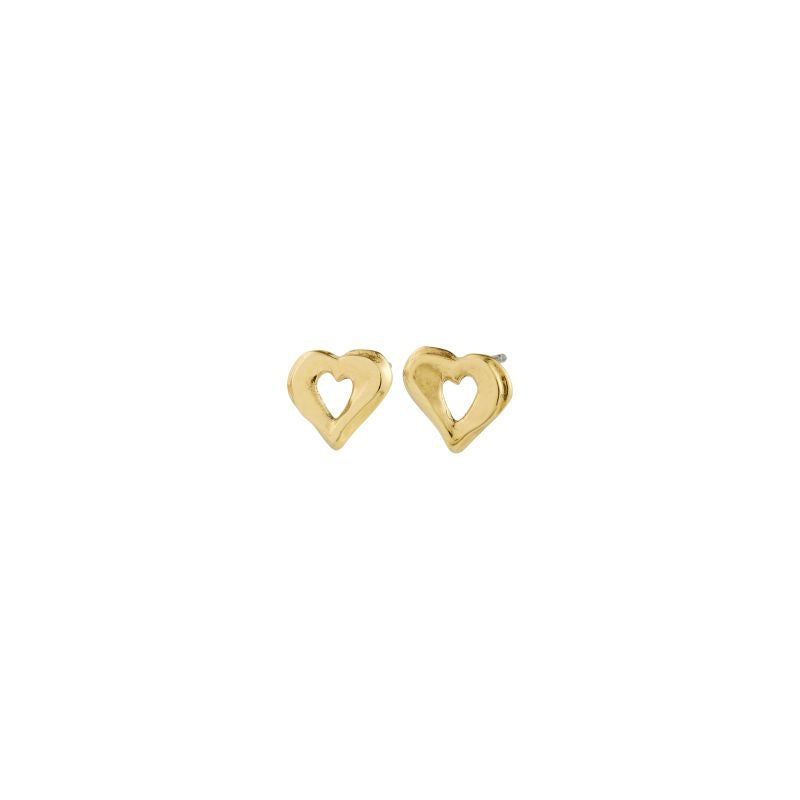 pilgrim iris gold open heart stud earring